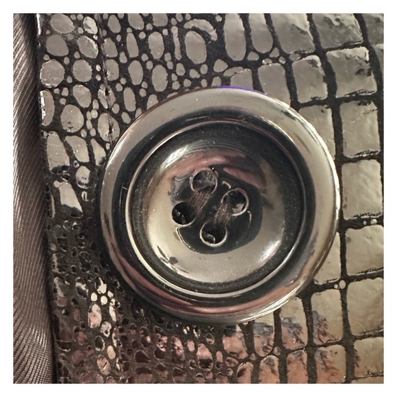 600 WEST Women’s Black Genuine Leather Blazer Jacket Size S Crock Print - Picture 9 of 12